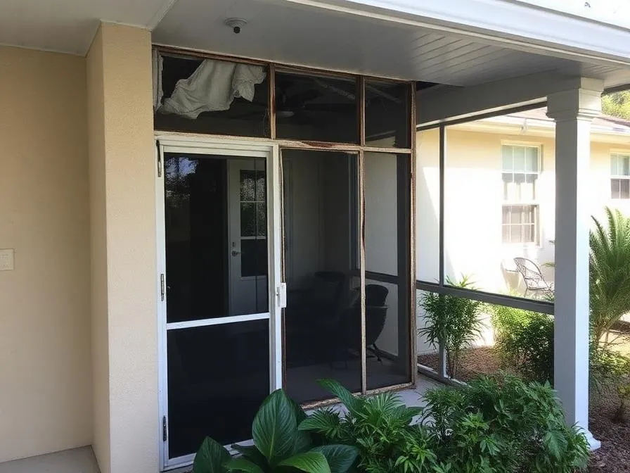Old screen enclosure being torn out in Jacksonville, FL